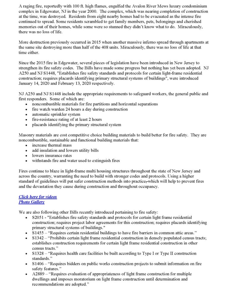 Build Better for Fire Safety Masonry Contractors of New Jersey